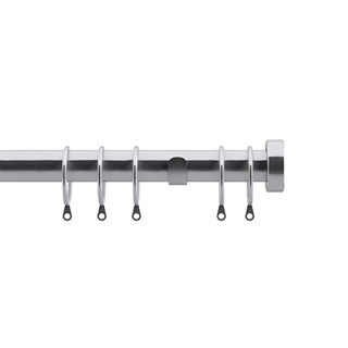 25-28mm Pristine Stud End Cap Extendable Pole Set - Satin Silver