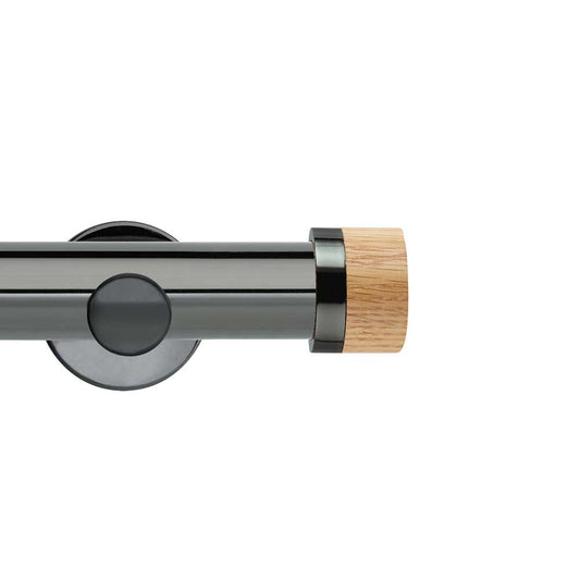 35mm Wood Stud Metal Eyelet Pole Set - Black Nickel Effect