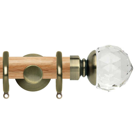 35mm Clear Faceted Ball Complete Pole Set - Spun Brass Effect