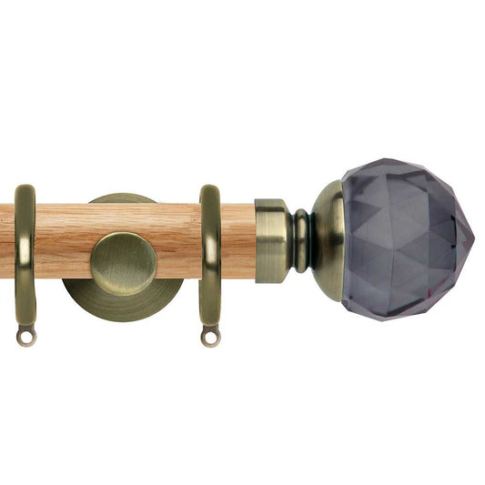 35mm Smoke Grey Faceted Ball Complete Pole Set - Spun Brass Effect