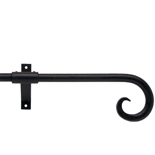 16mm Black Iron Wrought Pole Set - Curl