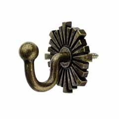 Swish Art Deco Tieback Hook Pair - Antique Brass