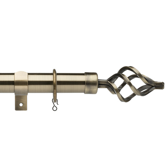 25-28mm Universal Cage Extendable Pole Set - Antique Brass