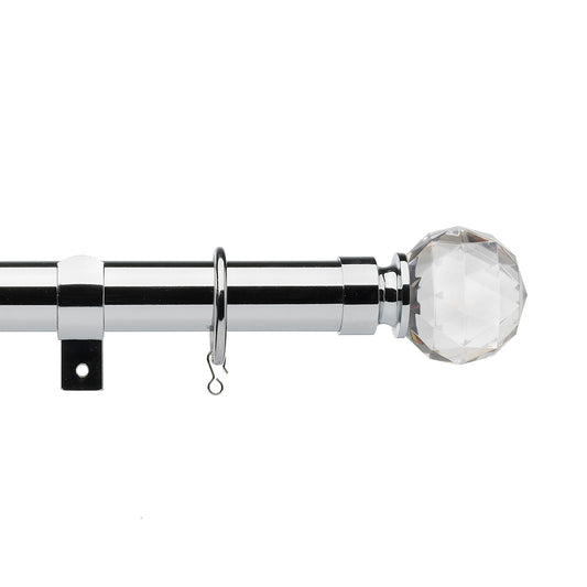 25-28mm Universal Faceted Ball Extendable Pole Set - Chrome