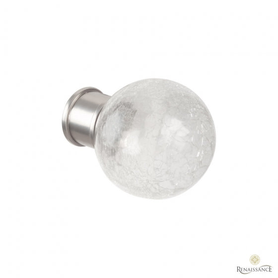 35mm Crackle Glass Ball Finial - Titanium