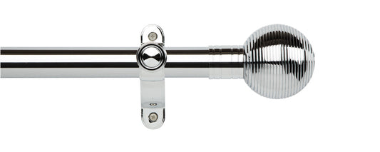 35mm Ribbed Ball Eyelet Pole Set - Chrome