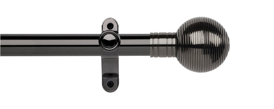 35mm Ribbed Ball Eyelet Pole Set - Black Nickel