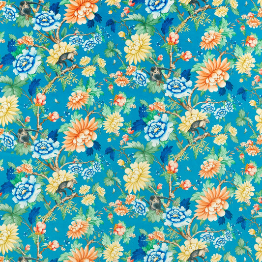 Sapphire Garden Velvet Fabric