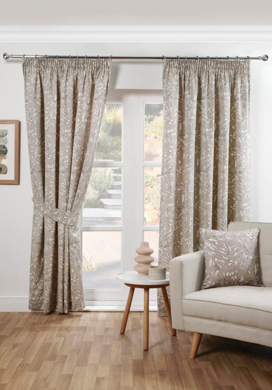 Aviary Pencil Pleat Curtains - Parchment