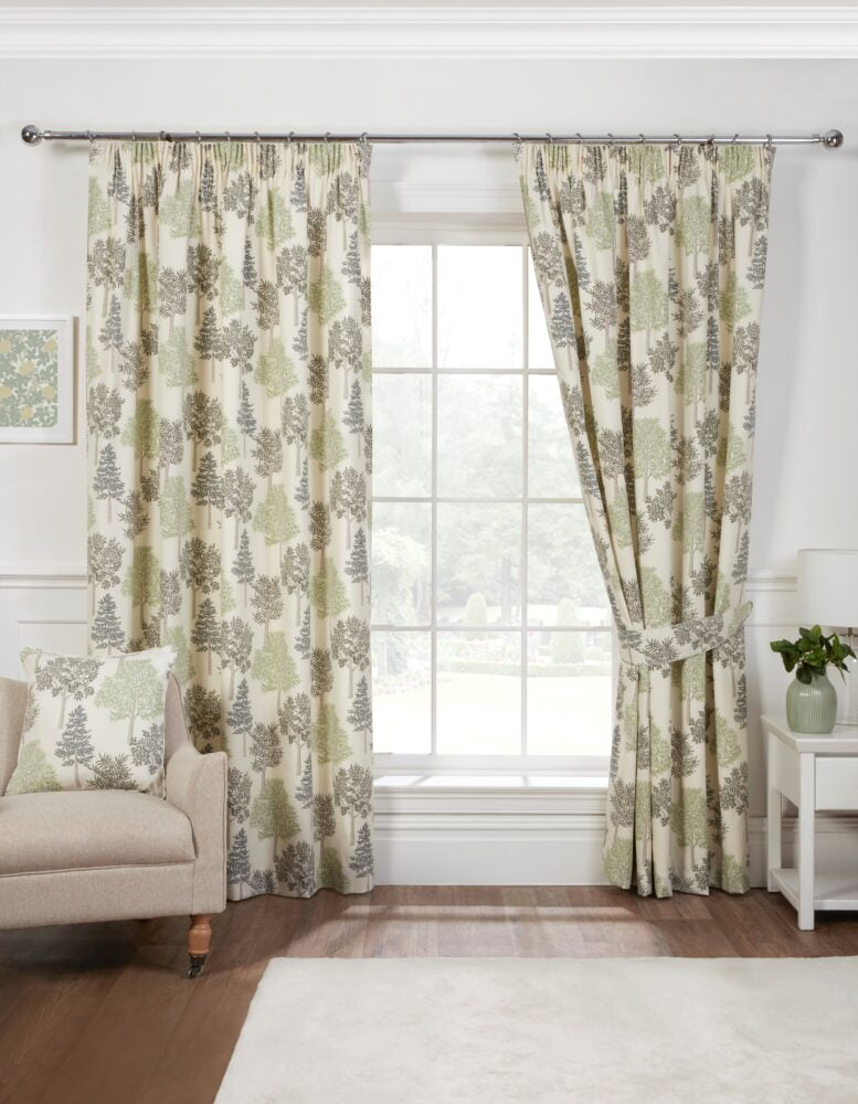 Coppice Pencil Pleat Curtains - Apple