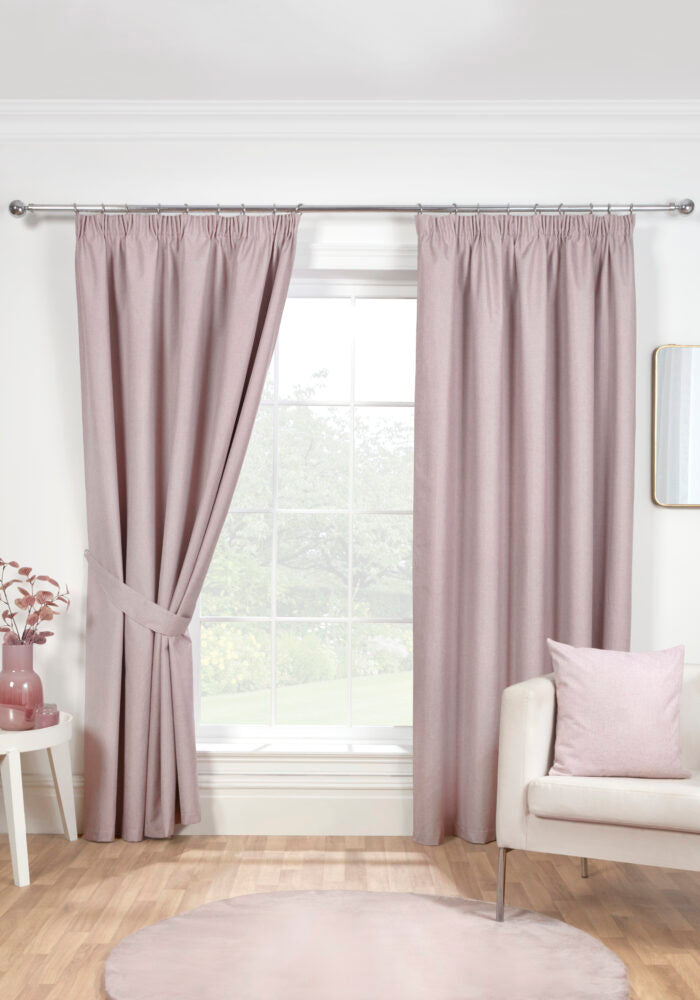 Eclipse Pencil Pleat Curtains - Blush