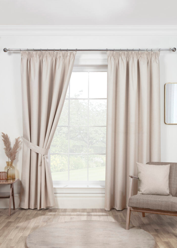 Eclipse Pencil Pleat Curtains - Natural