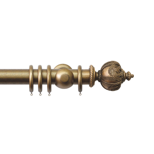 63mm Handcrafted Grande Rope Complete Pole Set - Antique Gold