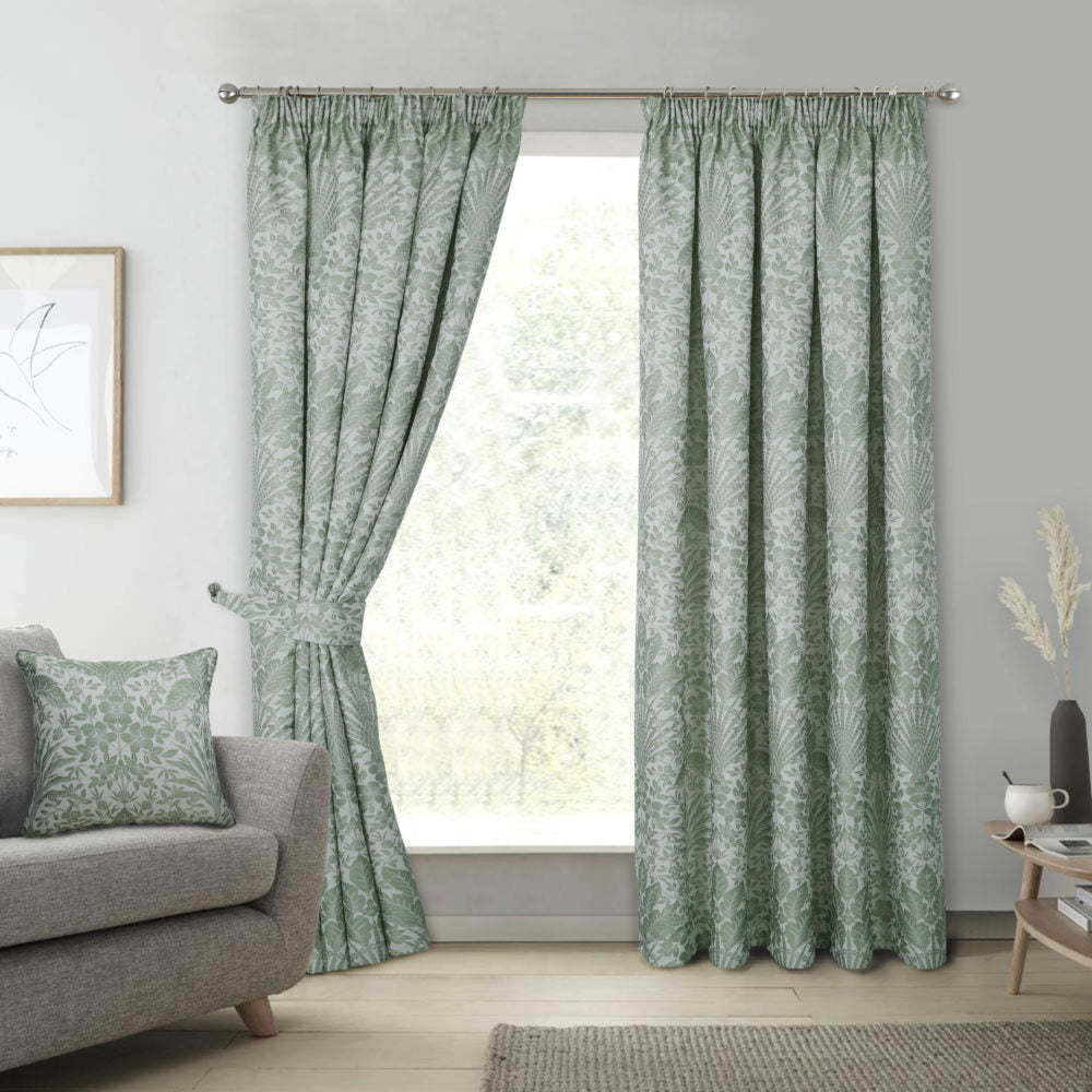 Keswick Pencil Pleat Curtains - Sage