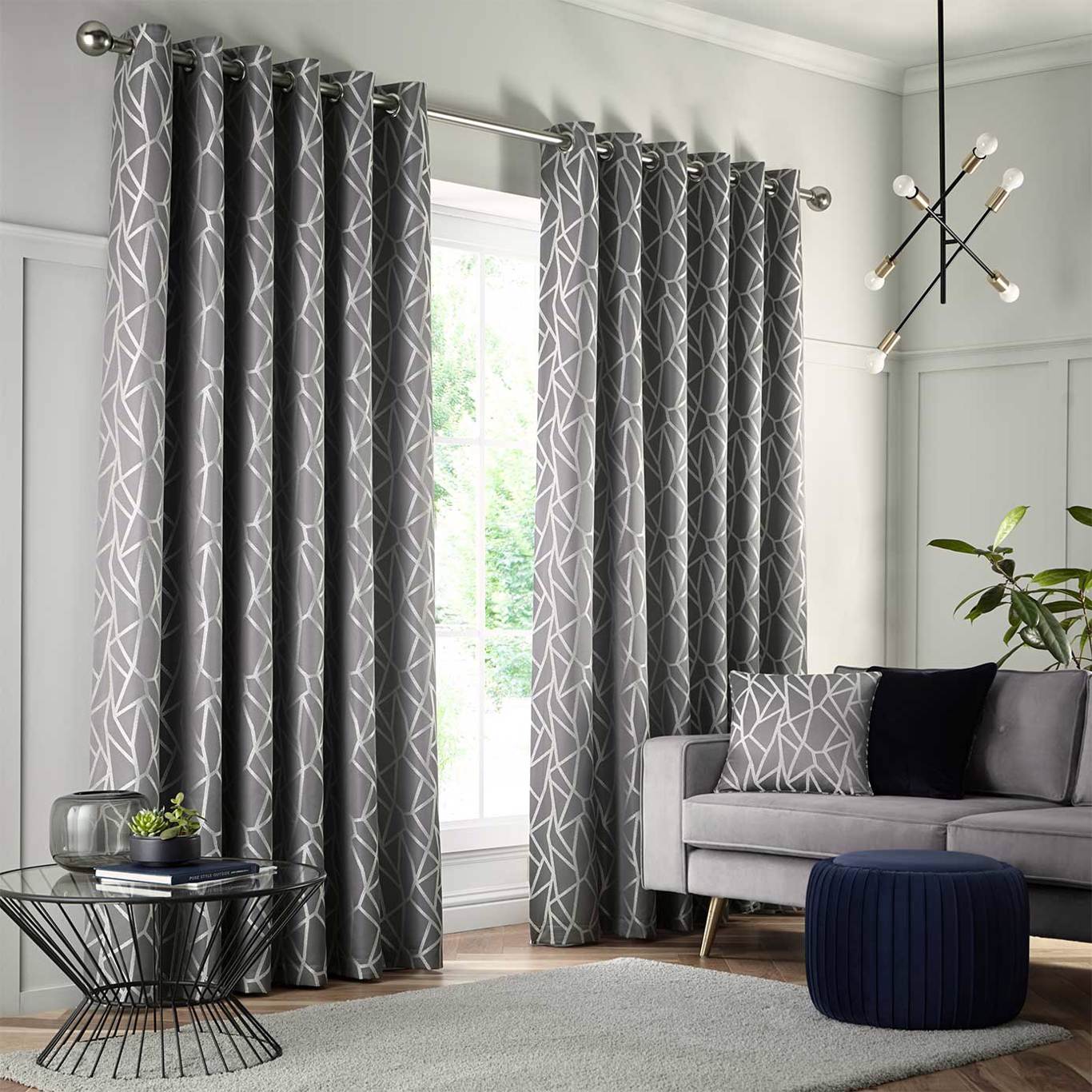 Como Eyelet Curtains - Pewter