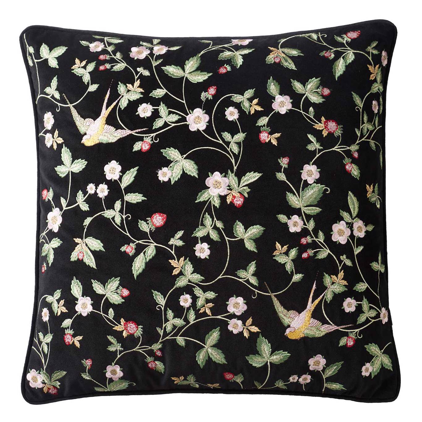 Wild Strawberry Cushion - Noir