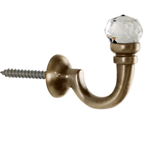 Clear Faceted Ball Tassel Hook - Spun Brass