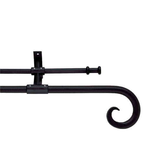 Black Iron Wrought Double Pole Set - Curl