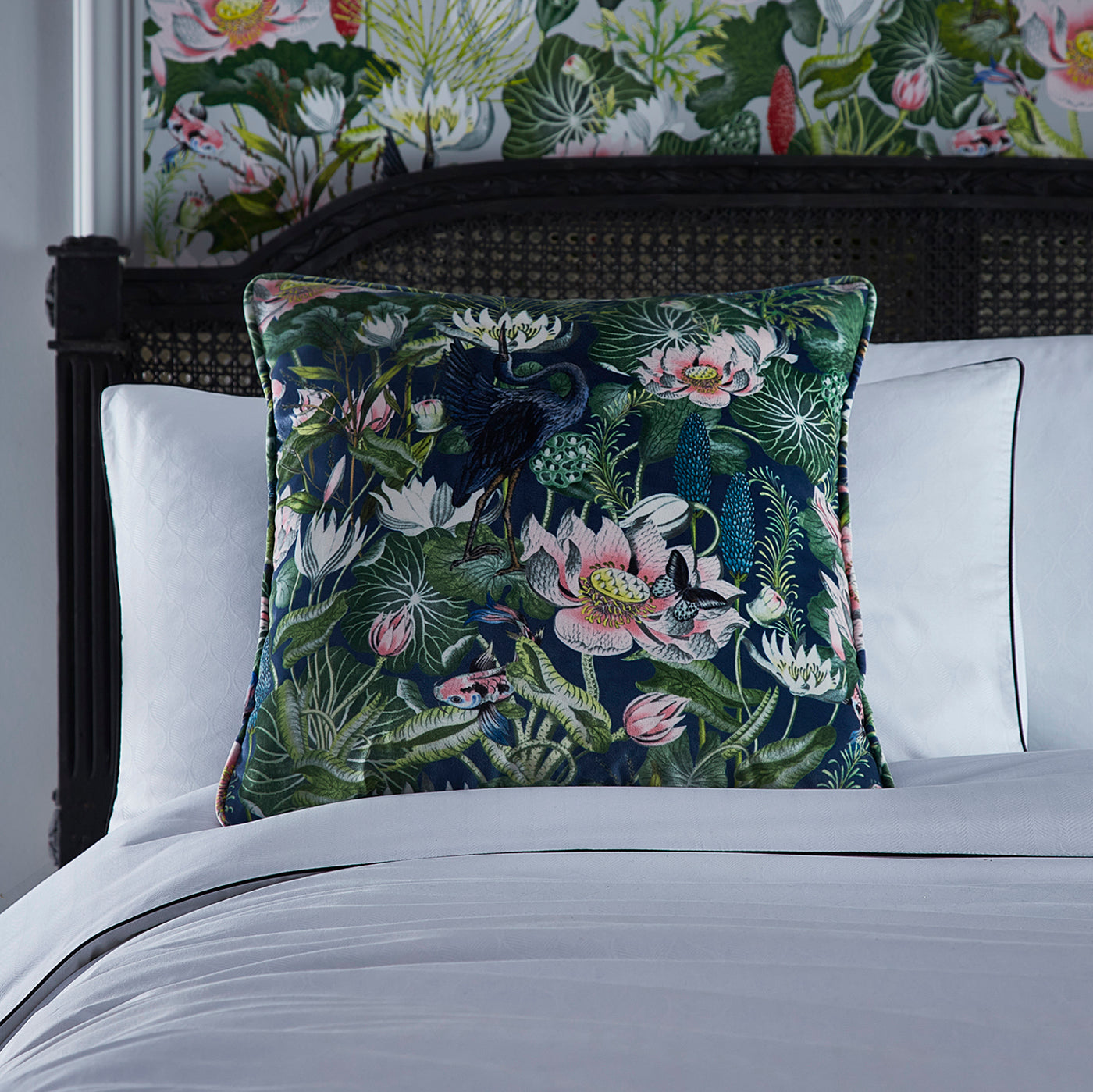 Waterlily Cushion - Midnight