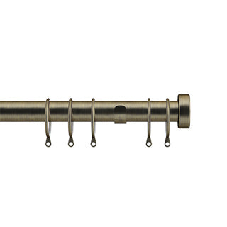 28mm Stud End Cap Fixed Pole Set - Antique Brass