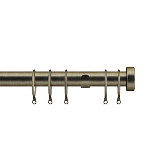 28mm Stud End Cap Fixed Pole Set - Antique Brass