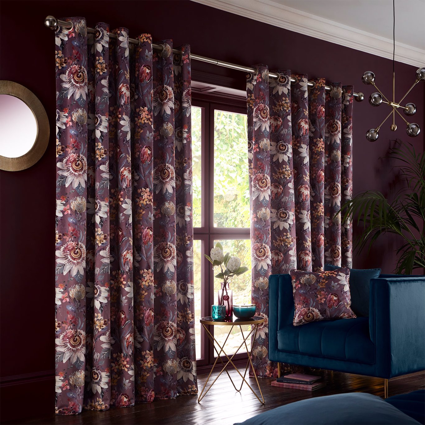 Pasionaria Eyelet Curtains - Mulberry