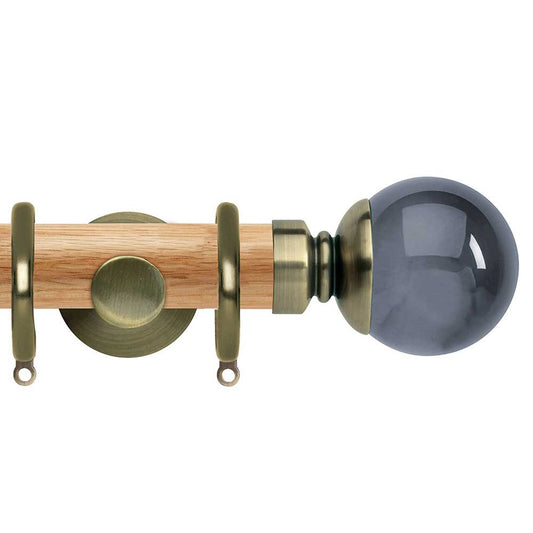35mm Smoke Grey Ball Complete Pole Set - Spun Brass Effect