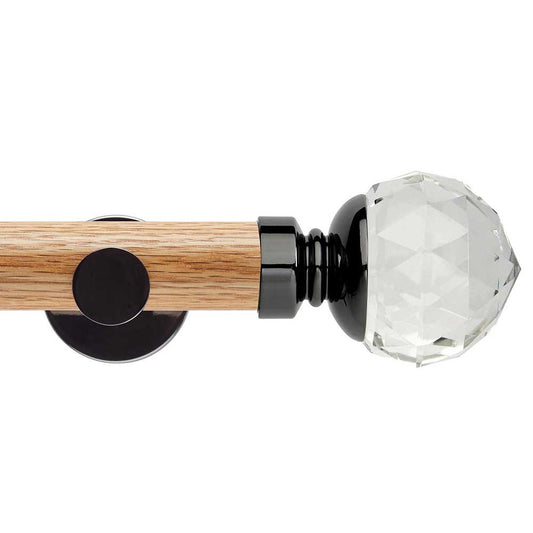 35mm Clear Faceted Ball Eyelet Pole Set - Black Nickel Effect