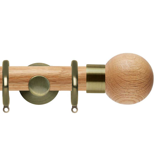 35mm Wood Ball Complete Pole Set - Spun Brass Effect