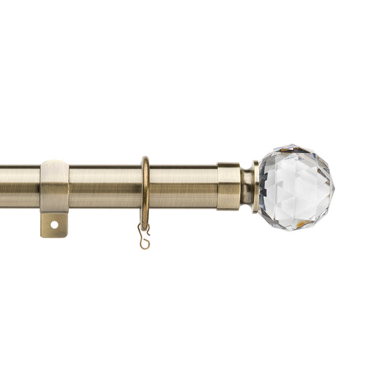 25-28mm Universal Faceted Ball Extendable Pole Set - Antique Brass
