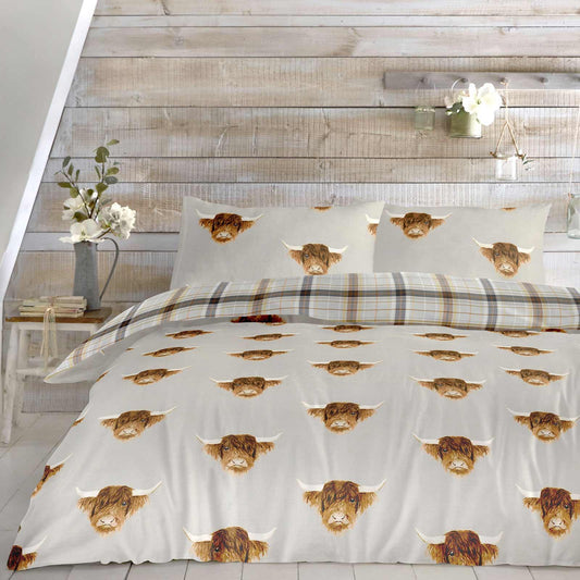 Highland Cow Duvet Cover Set - Ochre