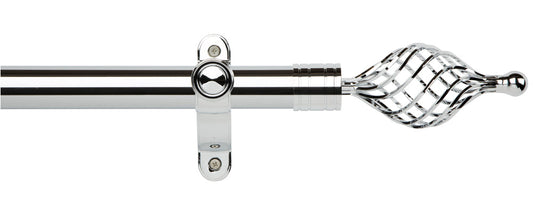 35mm Twisted Spear Eyelet Pole Set - Chrome