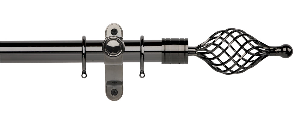 35mm Twisted Spear Complete Pole Set - Black Nickel