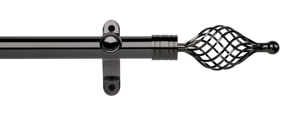 35mm Twisted Spear Eyelet Pole Set - Black Nickel