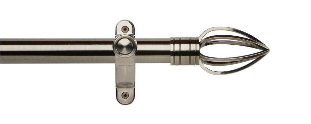 35mm Caged Spear Eyelet Pole Set - Brushed Silver