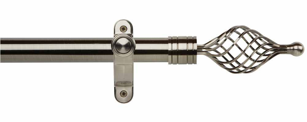 35mm Twisted Spear Eyelet Pole Set - Brushed Silver