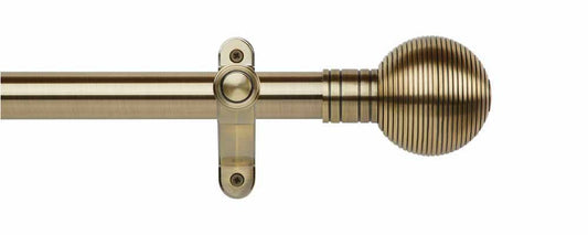 35mm Ribbed Ball Eyelet Pole Set - Burnished Brass