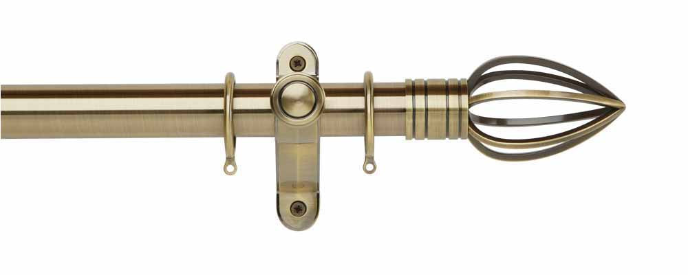 35mm Caged Spear Complete Pole Set - Burnished Brass