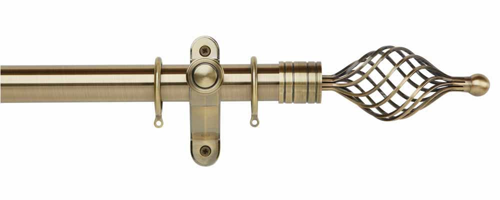 35mm Twisted Spear Complete Pole Set - Burnished Brass
