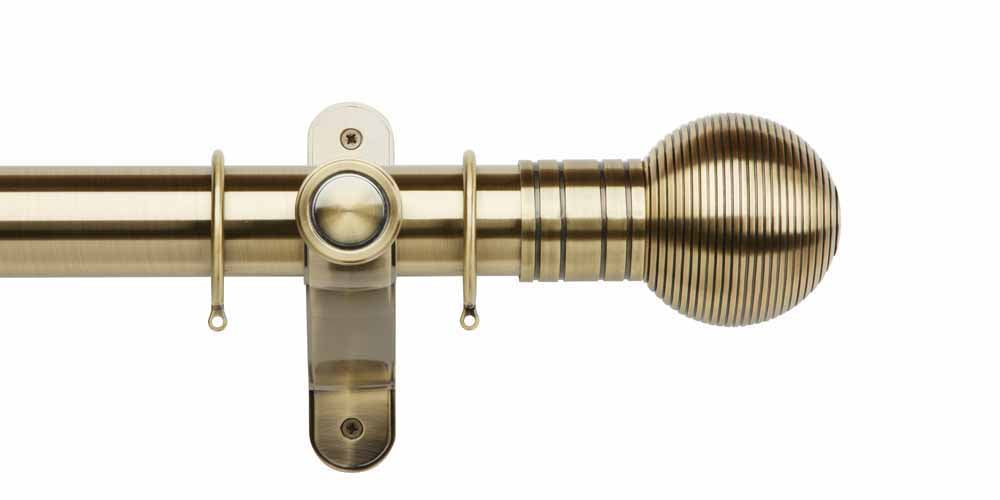 50mm Ribbed Ball Complete Pole Set - Burnished Brass