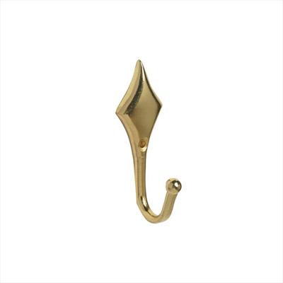 Diamond Tie Back Hooks Pk 2 - Bright Brass