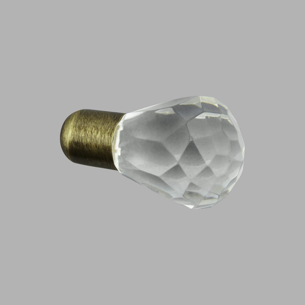 Faceted Ball Glass Cylinder Cord Pull - Anitque Brass
