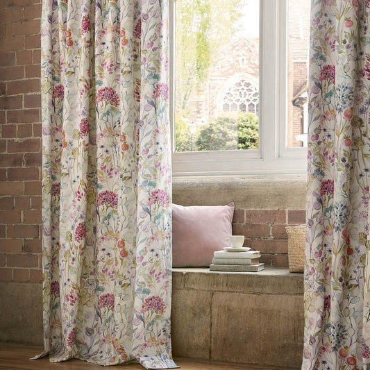 Country Hedgerow Pencil Pleat Curtains - Lotus