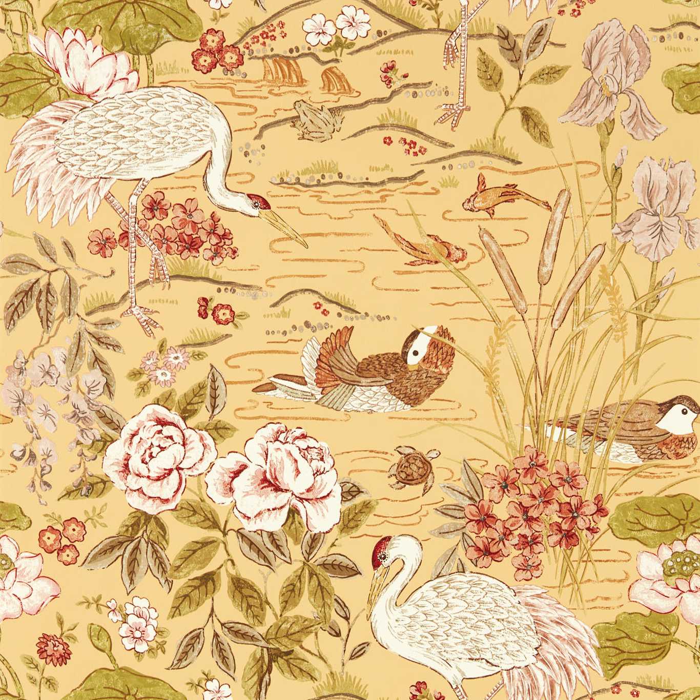 Crane & Frog Wallpaper