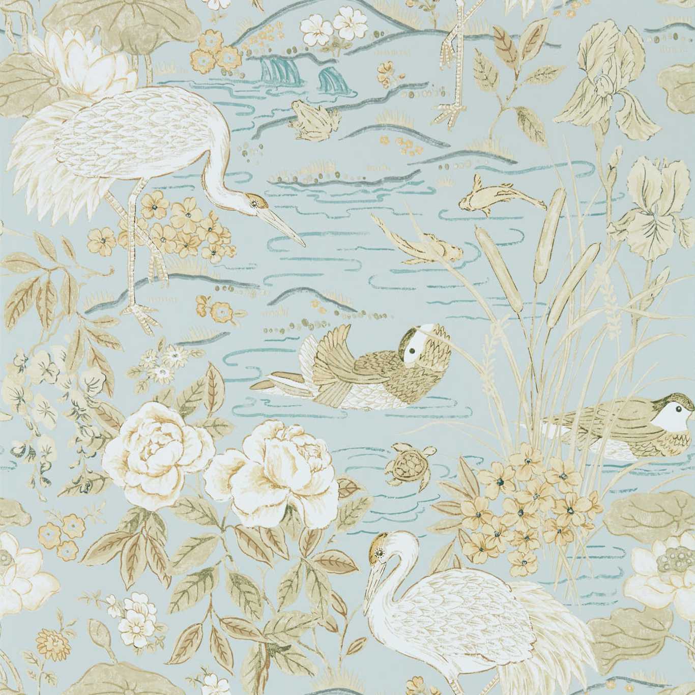 Crane & Frog Wallpaper
