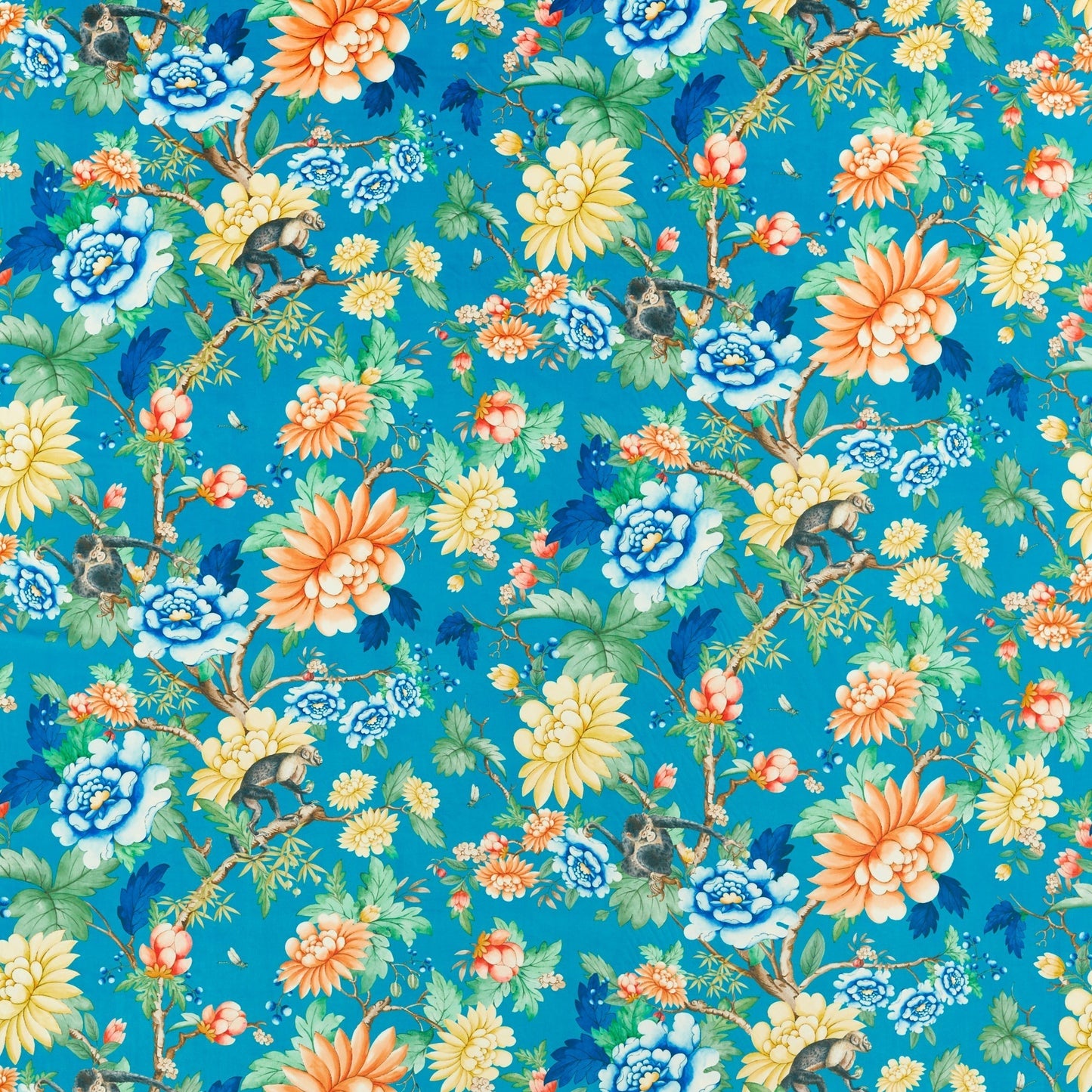 Sapphire Garden Velvet Fabric