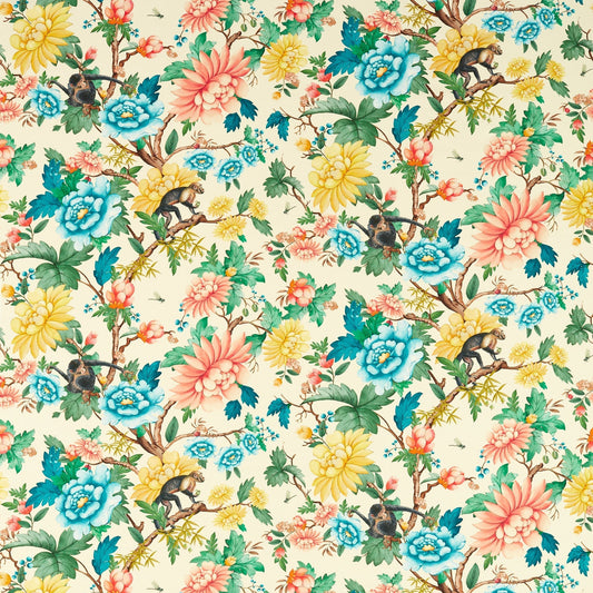 Sapphire Garden Linen Fabric