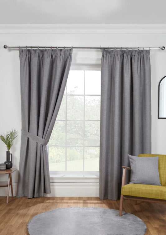 Eclipse Pencil Pleat Curtains - Pewter