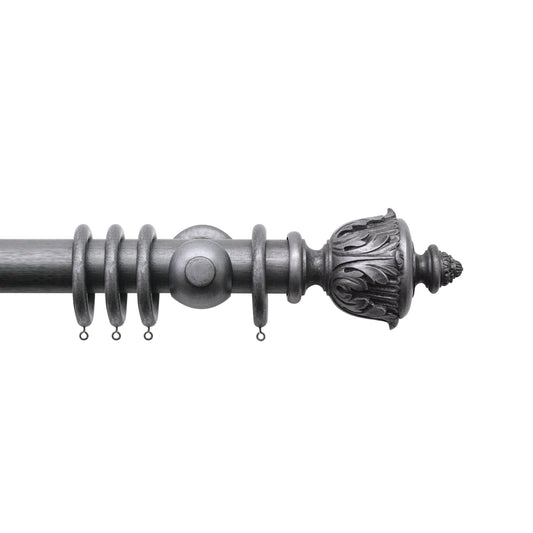 63mm Handcrafted Grande Acanthus Complete Pole Set - Pewter
