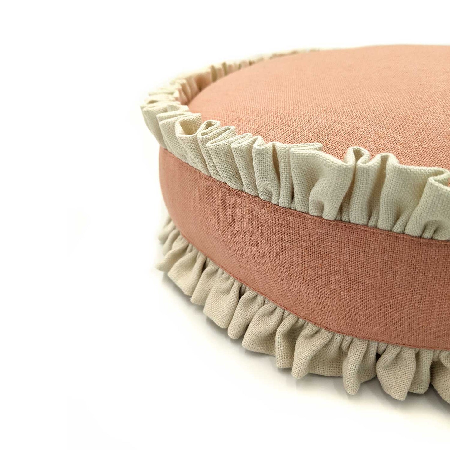 Round Double Ruffle Cushion - Blush